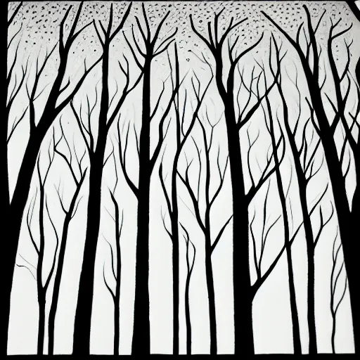 Prompt: boranup forest, drawn with dots, art, minimalist,