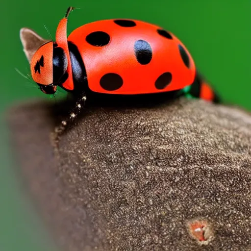 Image similar to a feline ladybug - cat - hybrid, animal photography