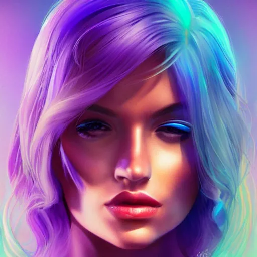 Image similar to electric woman, cute - fine - face, pretty face, oil slick hair, realistic shaded perfect face, extremely fine details, realistic shaded lighting, dynamic background, rob rey, artgerm