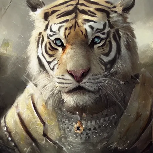 Prompt: a beautfiul award winning commission portrait of an anthro albino tiger wearing diamond victorian armour,digital art,art by greg rutkowski,character design by charles bowater,photorealistic,ross tran,hyperdetailed,detailed face,fascinating,2021,western comic style