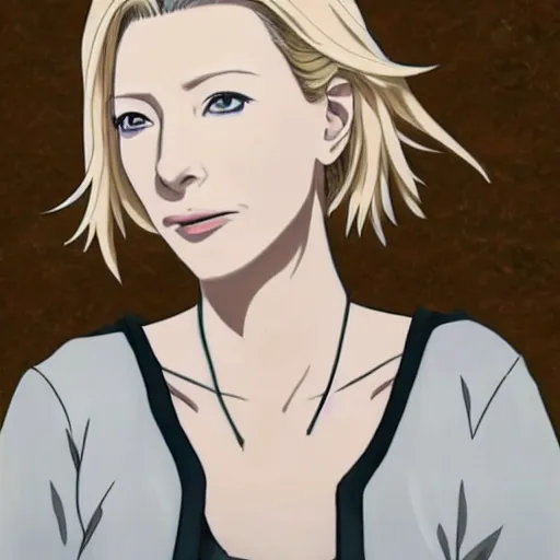 Image similar to An anime portrait of cate blanchett ,