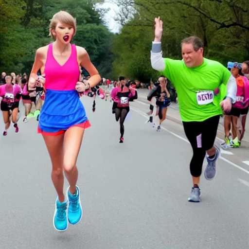 Prompt: Taylor Swift running a marathon