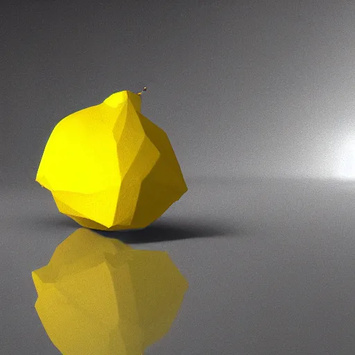 Image similar to a render of a low polygon lemon, unreal engine