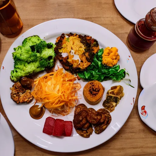 Prompt: 3/4 shot of plate of food, 35mm lens, 4k, captured with sony A3 camera