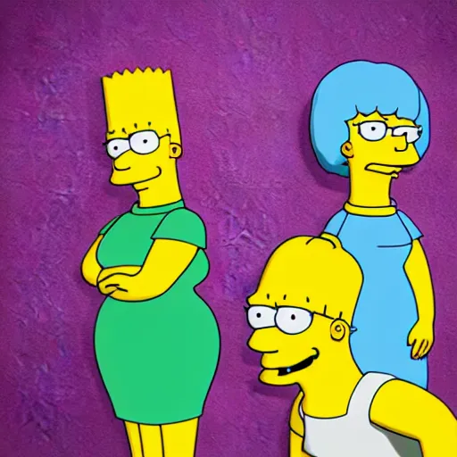 Image similar to christina hendricks as the simpsons characters, 3 d render, blender,