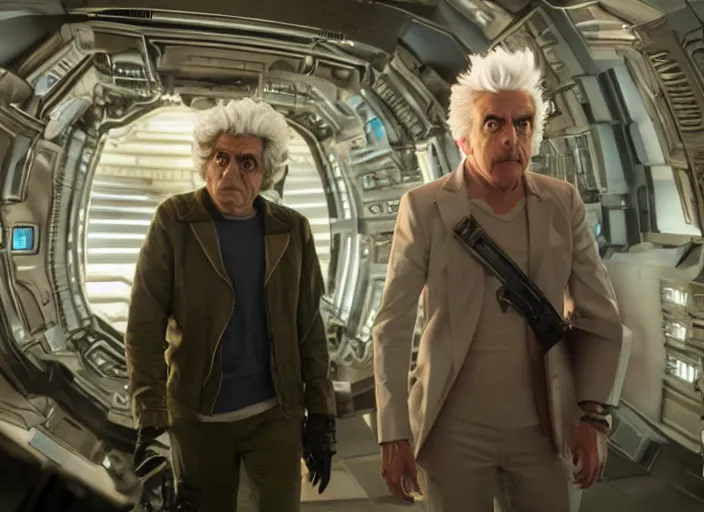 Image similar to film still of rick sanchez in the new scifi movie 4 k