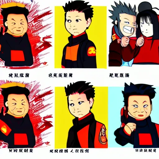 Image similar to xi jinping in the style of naruto, fan art