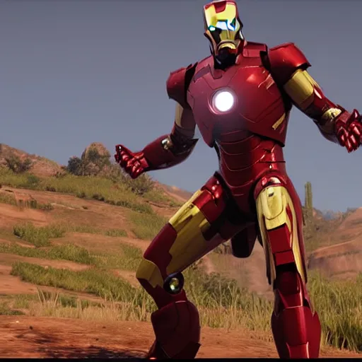 Image similar to Iron Man in red dead redemption 2 4k Quality