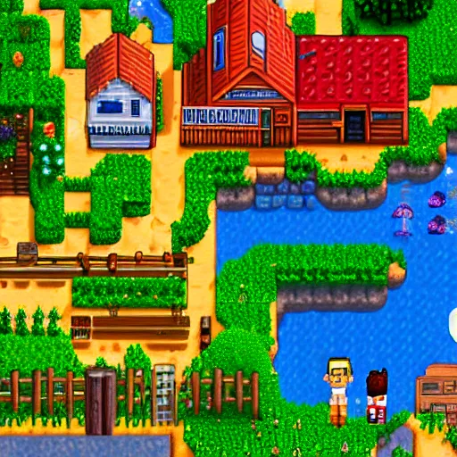 Prompt: hyper realistic photo of pelican town stardew valley