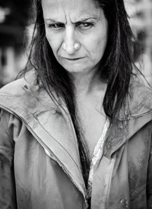 Image similar to close up portrait of beautiful 30-years-old Italian woman, candid street portrait award winning