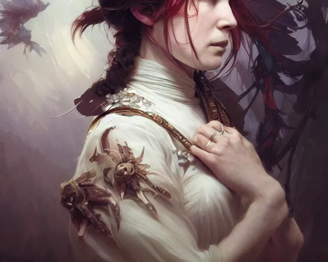 Image similar to photography of meryl mcmaster, deep focus, d & d, fantasy, intricate, elegant, highly detailed, digital painting, artstation, concept art, matte, sharp focus, illustration, hearthstone, art by artgerm and greg rutkowski and alphonse mucha