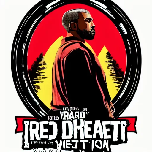 Image similar to kanye west in illustration red dead redemption 2 artwork of kanye west, in the style of red dead redemption 2 loading screen, by stephen bliss