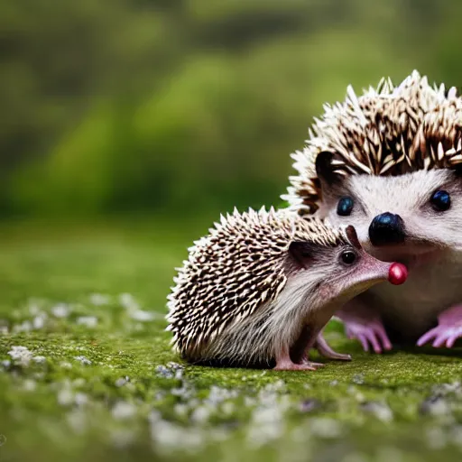 Prompt: hedgehog and frog getting married in a field, 4k photography