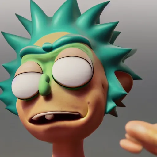 Image similar to rick from rick and morty 3 d render photorealistic unreal engine photorealistic ultra - realistic adultswim by alexandre touguet