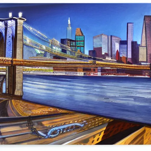 Image similar to symbolic view along the brooklyn bridge, by joseph stella