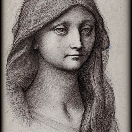 Prompt: of leonardo davinci drawing a beautiful girl from today 2 0 2 2 lots of loose sketches