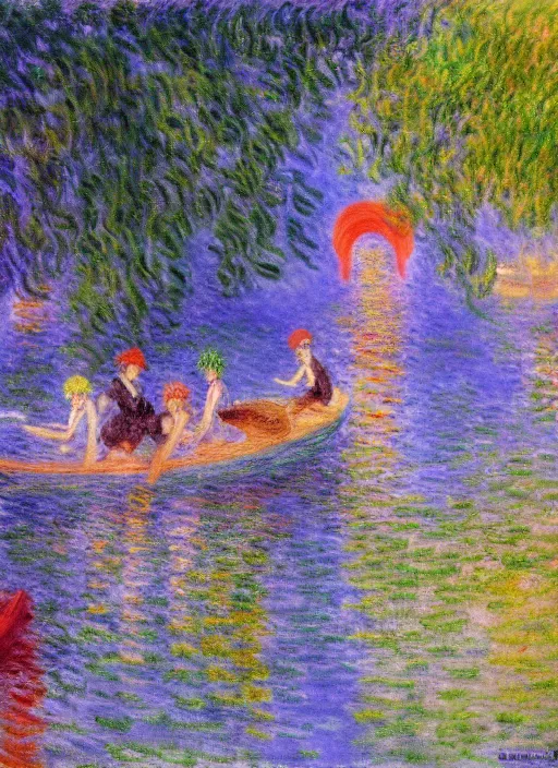 Image similar to a one piece scene, very anime, trending artwork, 4 k, anime painter studio, an impressionist style by claude monet