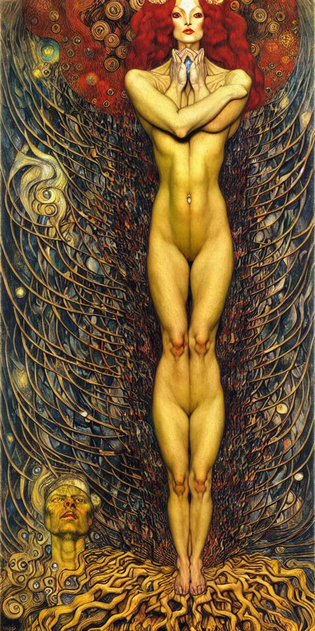 Image similar to Divine Chaos Engine by Karol Bak, Jean Delville, William Blake, Gustav Klimt, and Vincent Van Gogh, symbolist, visionary