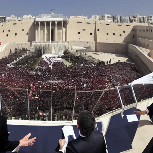 Image similar to a picture from the inauguration ceremony of a government in israel that lasts 4 years