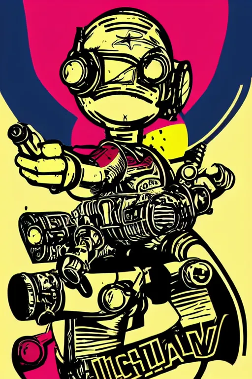 Image similar to fallout 7 6 retro futurist illustration art by butcher billy, sticker, colorful, illustration, highly detailed, simple, smooth and clean vector curves, no jagged lines, vector art, smooth andy warhol style