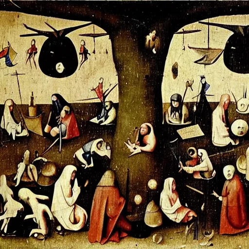 Prompt: hieronymus bosch's interpretation of school.