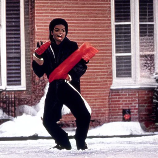 Image similar to michael jackson starring in home alone, movie still