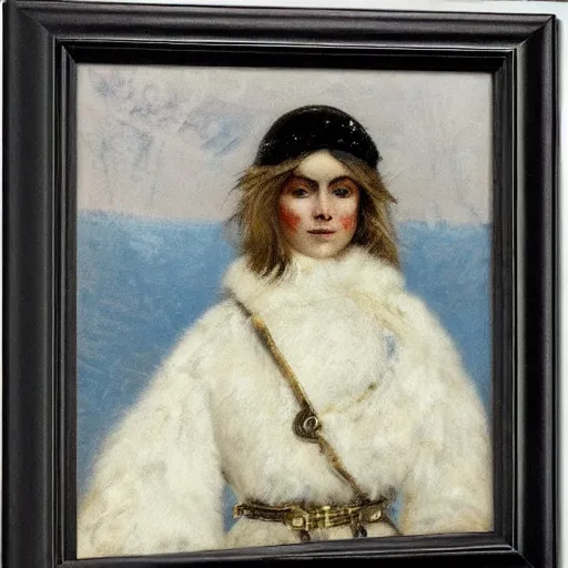 Image similar to female arctic explorer by alfred stevens