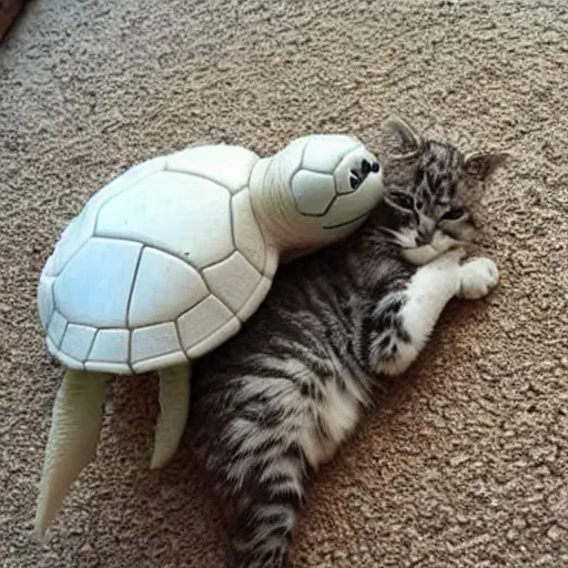 Prompt: merge of a turtle and the cuttest kitten ever