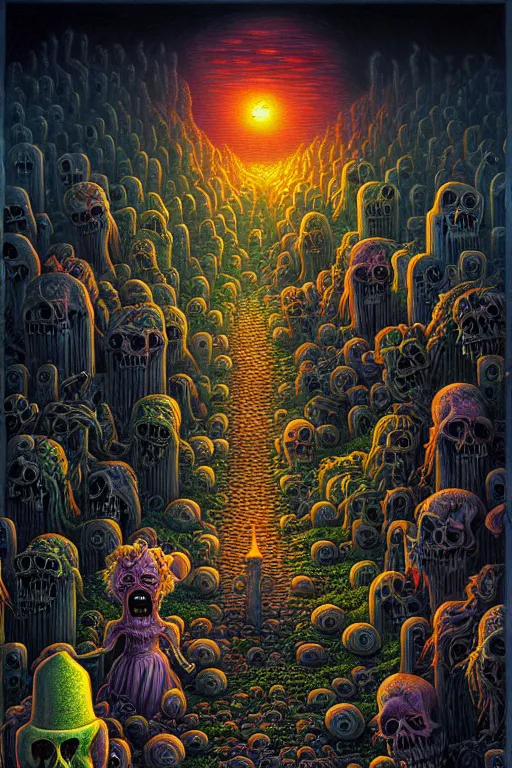 Prompt: a photorealistic painting of an isometric nightmare cemetery horror by johfra bosschart, lisa frank, dark fantasy art, high detail, trending on artstation