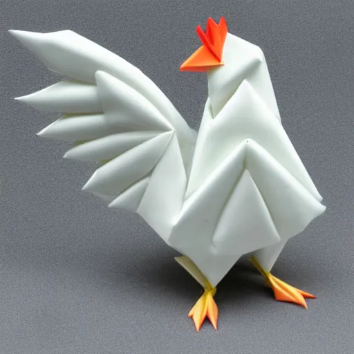 porcelain origami chicken 3 d rtx hd, Stable Diffusion