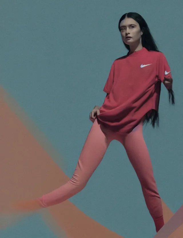 Image similar to nike lookbook campaign in the style of tyler mitchel, blue rays, redshift, wide shot, coloured polaroid photograph, pastel, kodak film, hyper real, stunning moody cinematography, by maripol, fallen angels by wong kar - wai, 3 5 mm, style of suspiria and neon demon, david hockney, detailed, film photography