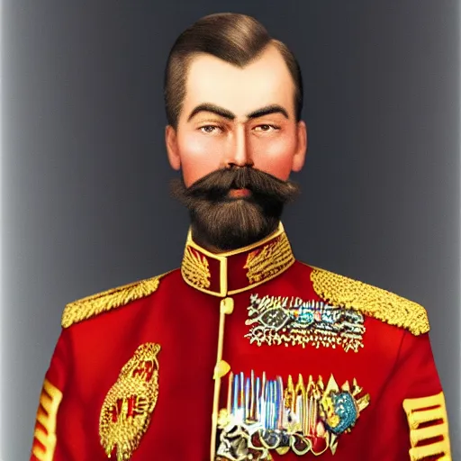 Prompt: Nicholas II laughing, 4k, high quality