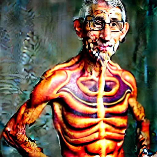 Image similar to uhd photorealisitc candid photo of anthony fauci wearing hyperdetailed slim goodbody costume. correct coostume. correct face, accurate face. photo by annie leibowitz and steve mccurry