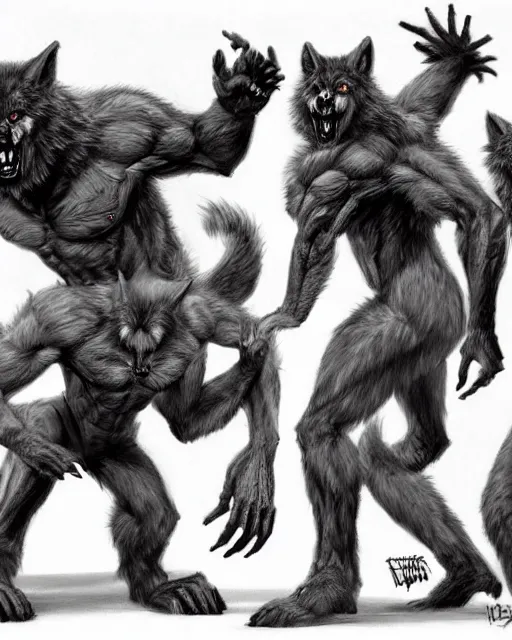 Prompt: werewolf concept designs by Rick Baker, highly detailed, Oil Painting, trending on artstation
