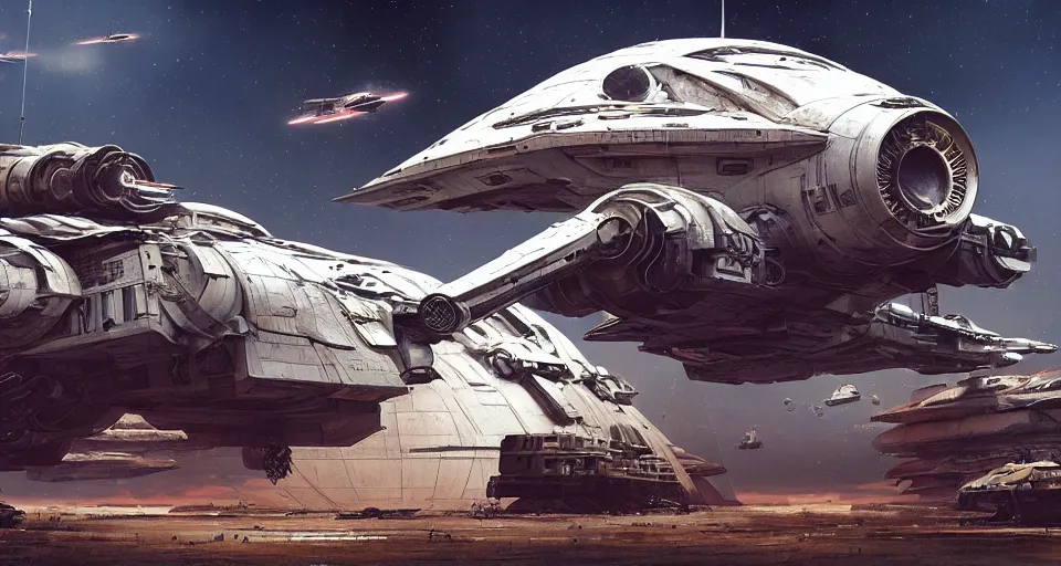 Image similar to highly detailed cinematic syd mead scifi render of 3 d sculpt of post apocalyptic spaceship, sparth, scott robertson, guardians of the galaxy, star wars, maschinen krieger, raphael lecoste