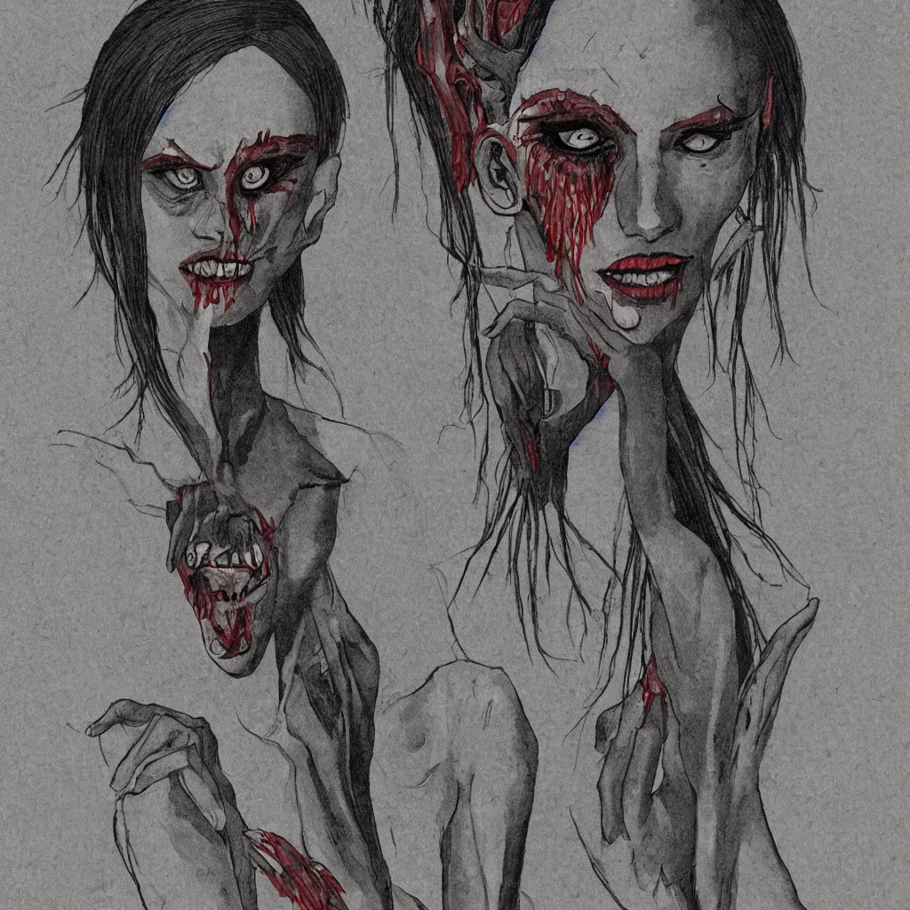 Prompt: ancient nilotic androgynous vampire with demonic eyes, illustration