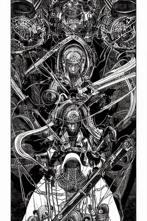 Prompt: orthodox icon, cyborg, ultra detailed, miura kentaro style, tsutomu nihei style,