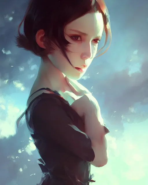 Image similar to , beautiful, detailed portrait, cell shaded, 4 k, concept art, by wlop, ilya kuvshinov, artgerm, krenz cushart, greg rutkowski, pixiv. cinematic dramatic atmosphere, sharp focus, volumetric lighting, cinematic lighting, studio quality