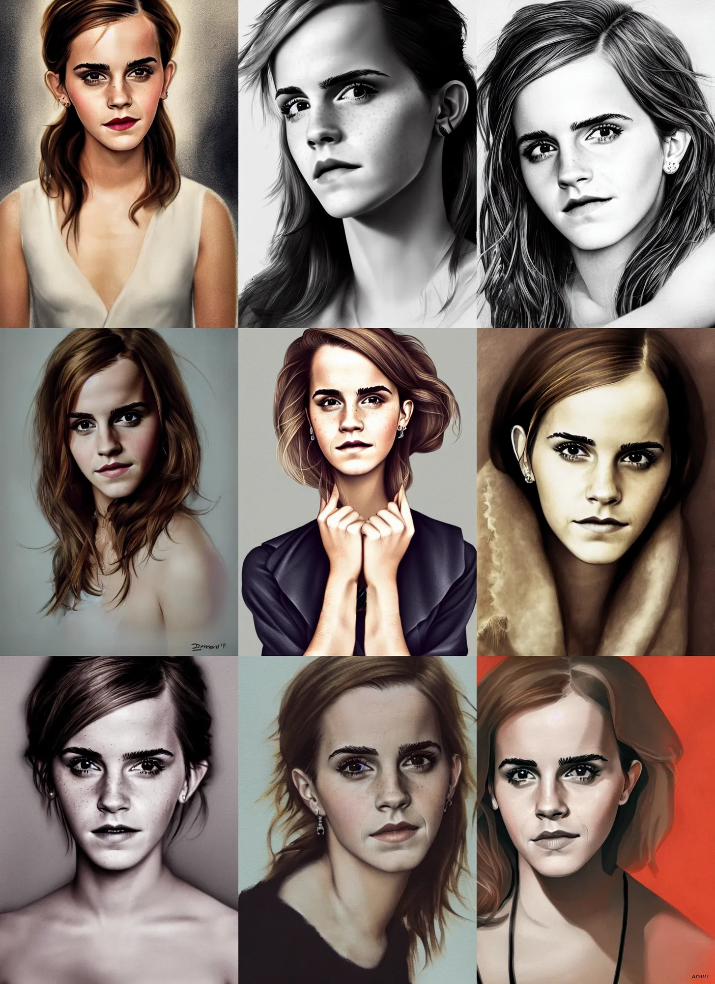 Prompt: portrait of emma watson by Dmitry Ageev