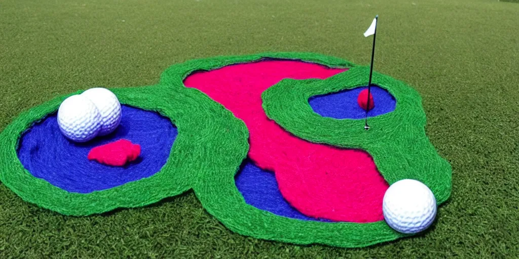 Image similar to golf hole made from yarn,