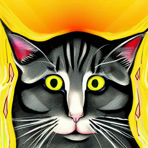 Image similar to divine heaven cat, digital art