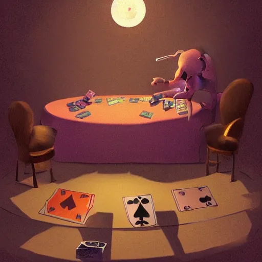 Image similar to a pink elephant playing poker at the sahara desert, concept art, masterpiece art.