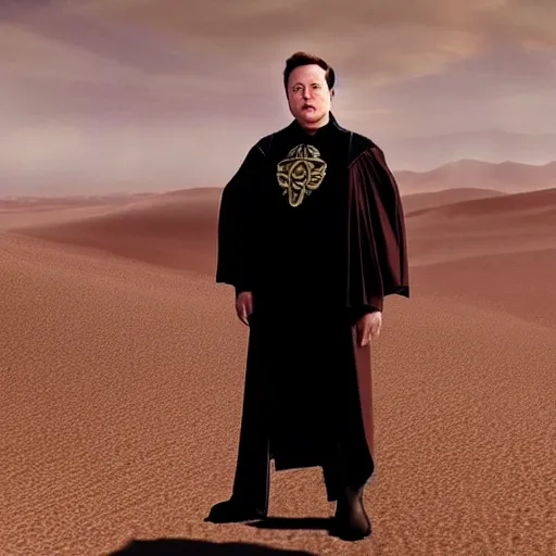 Image similar to Elon Musk as Emperor Shaddam IV, in Dune