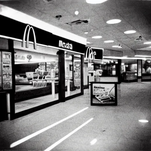Prompt: disposable camera photo of a mcdonalds | horror | nightmare