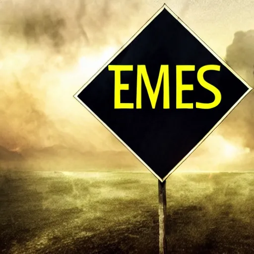 Prompt: 'END TIMES' sign that reads: E N D T I M E S