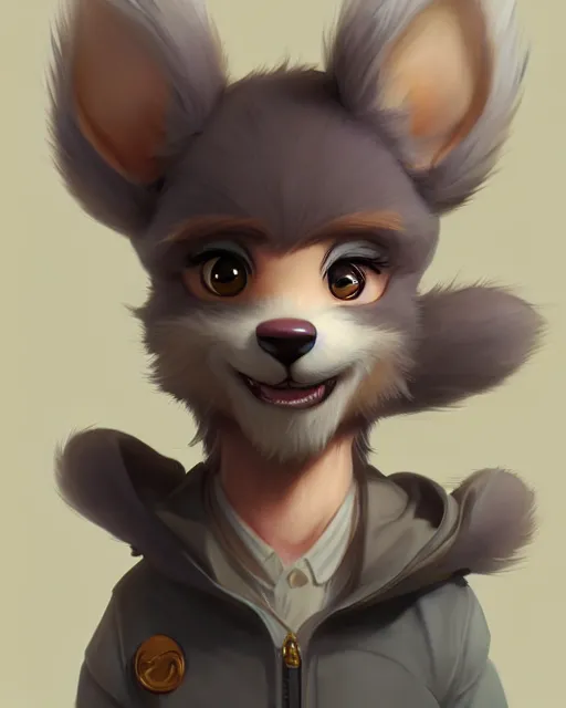 Image similar to character concept art of a cute young male anthropomorphic furry character | | cute - fine - face, pretty face, key visual, realistic shaded perfect face, fine details by stanley artgerm lau, wlop, rossdraws, james jean, andrei riabovitchev, marc simonetti, and sakimichan, trending on artstation