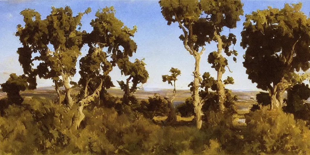 Image similar to artwork by eugene von guerard, john singer sargent