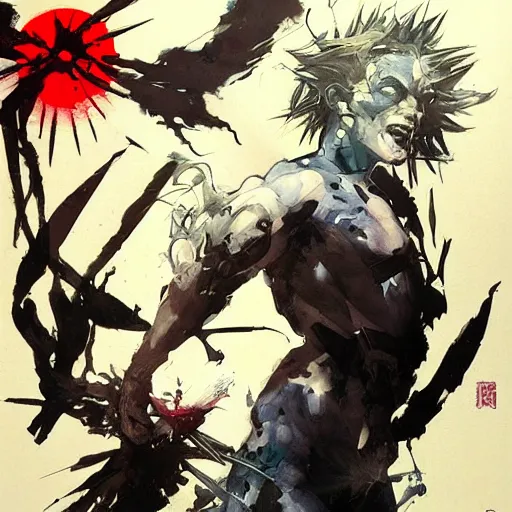 Prompt: after death, only his singing remained in this land, hanafuda concept art trending on artstation by yoji shinkawa, esao andrews, james jean and raoul ruiz