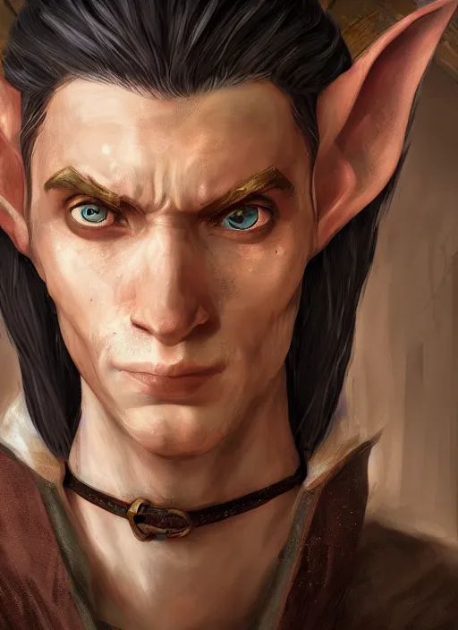 Image similar to A comic book style portrait painting of an elf Sorcerer, unreal 5, DAZ, hyperrealistic, octane render, baldurs gate, dungeons and dragons, dynamic lighting