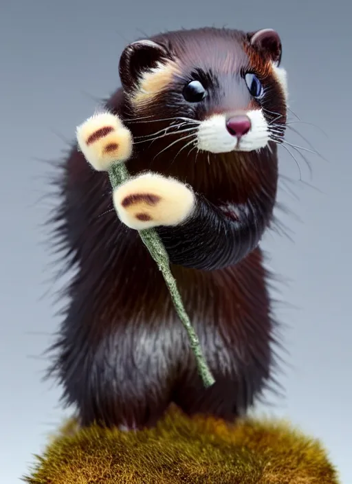 Image similar to 80mm resin detailed miniature of fluffy polecat, Product Introduction Photos, 4K, Full body, simple background